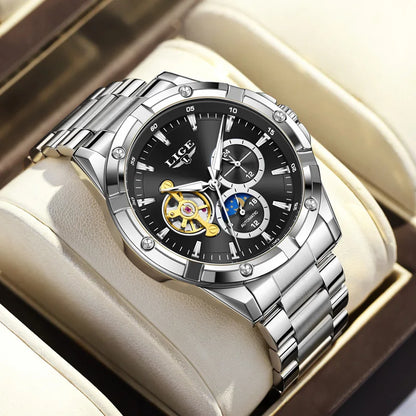 LIGE Luxury Hollow Tourbillon Men’s Watch