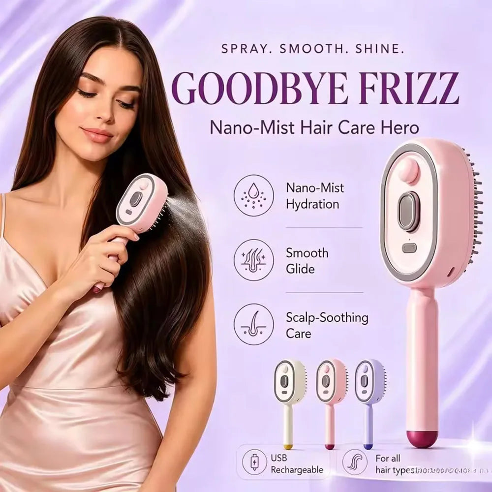 3-in-1 Hairbrush with Steam, Essential Oil, and Self-Cleaning