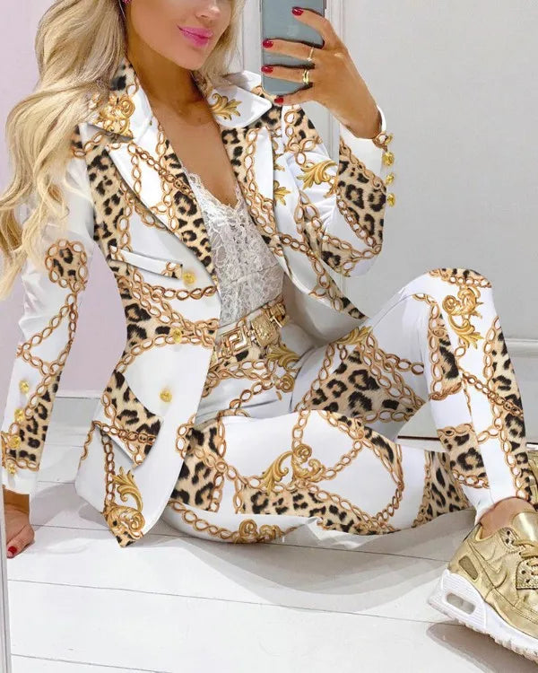 Elegant Two-Piece Blazer and Trouser Set for Women