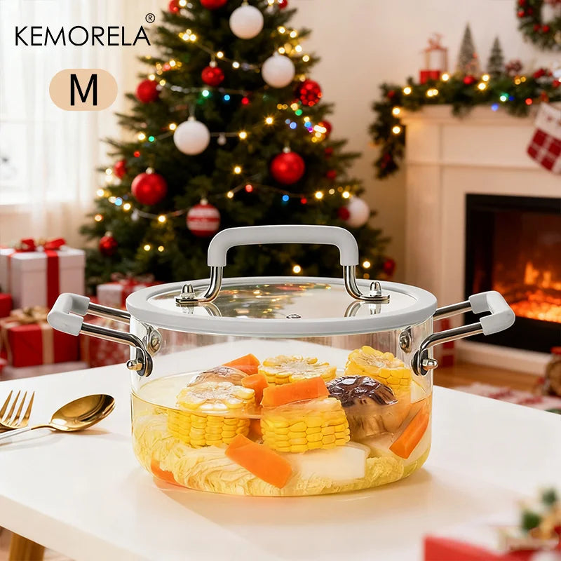 Crystal-Clear Glass Saucepan with Lid