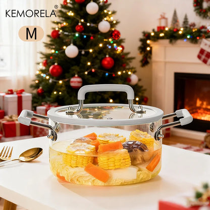 Crystal-Clear Glass Saucepan with Lid