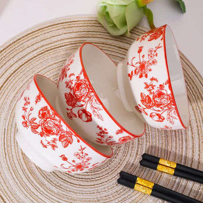 Elegant 3-Piece Ceramic Rice Bowl Set for a More Cosy and Beautiful Home Dining Experience