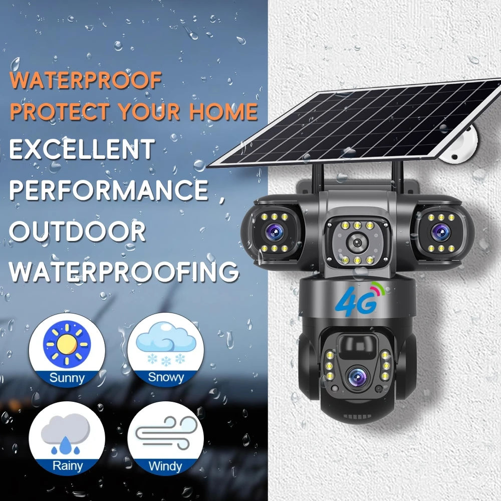 Solar 4G Triple-Lens Security Camera 12MP 6K