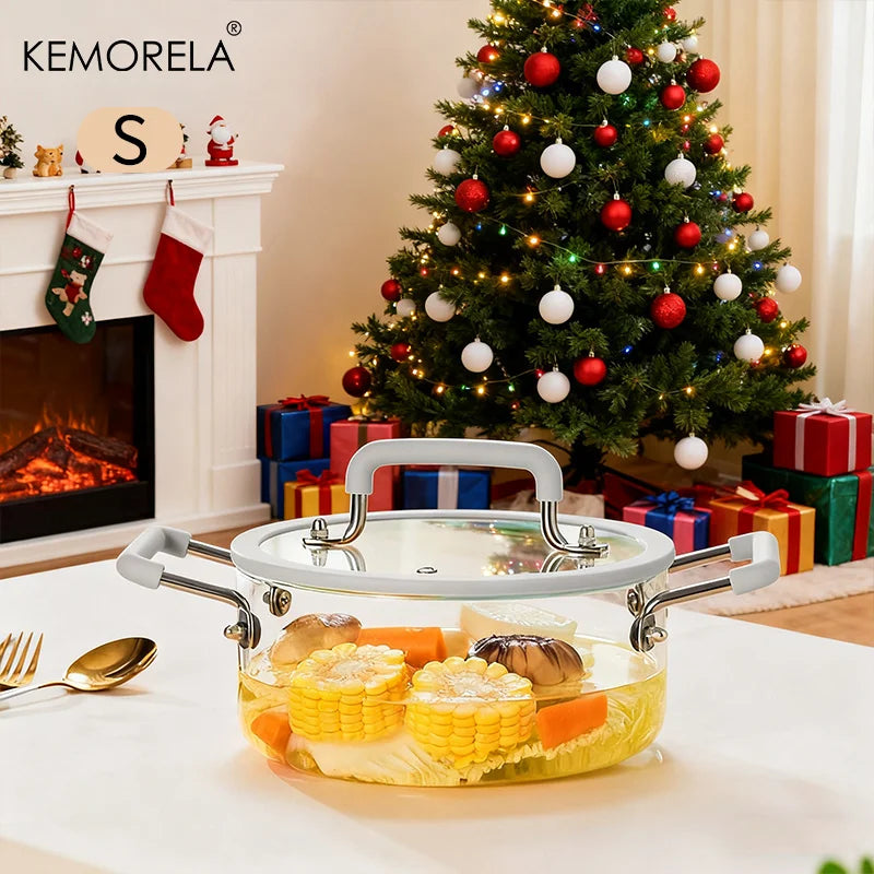 Crystal-Clear Glass Saucepan with Lid