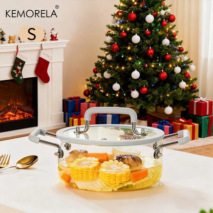 Crystal-Clear Glass Saucepan with Lid