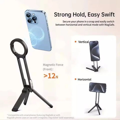 Foldable Magnetic Phone Tripod with Carabiner Mount