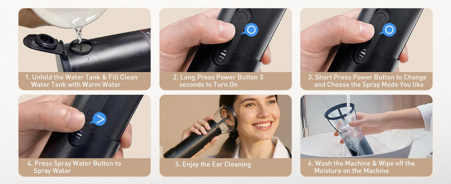 Powerful Rechargeable Earwax Removal with 4 Pressure Modes & IPX6 Waterproof