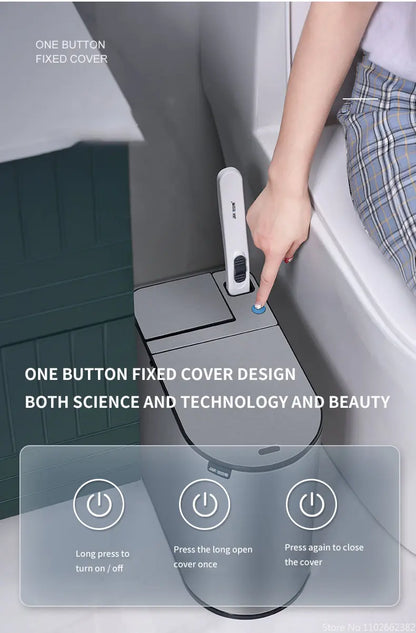 7L Smart Sensor Bathroom Bin & Toilet Brush Set – Touchless Stainless Steel Waterproof Waste Bin