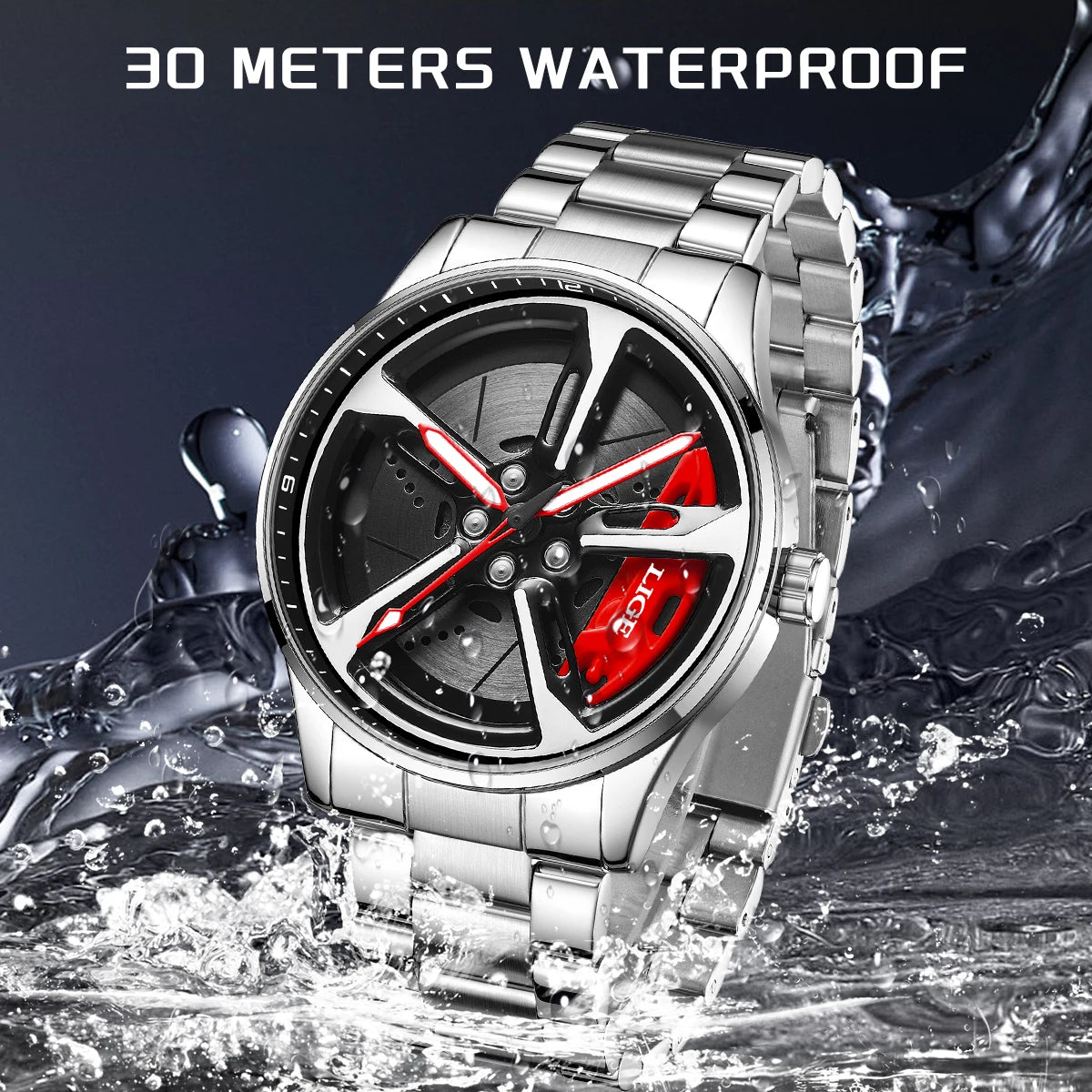 Modern Car Wheel Inspired Men’s Watch