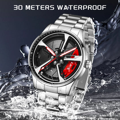 Modern Car Wheel Inspired Men’s Watch