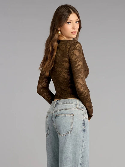 Y2K Midnight Bloom Lace Crop Top