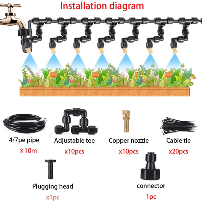 🌿 Smart Garden Misting & Irrigation System – Automatic Watering Kit (5–20m)