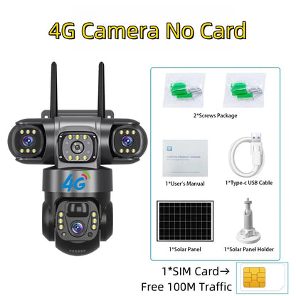 Solar 4G Triple-Lens Security Camera 12MP 6K