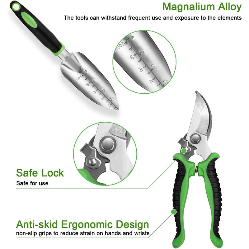 Gardening Tool Set – 8-Piece Heavy-Duty Stainless Steel Kit with Organiser Bag