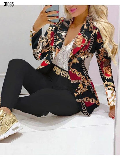 Elegant Two-Piece Blazer and Trouser Set for Women