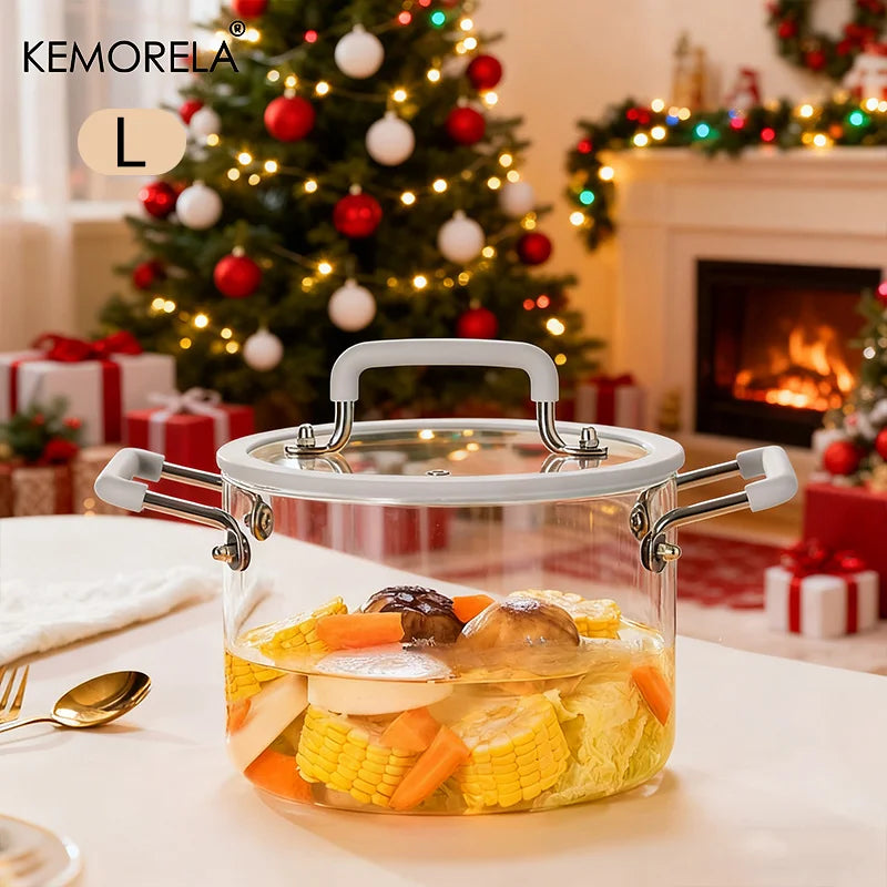Crystal-Clear Glass Saucepan with Lid