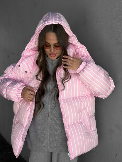 Women’s Striped Hooded Cotton Jacket
