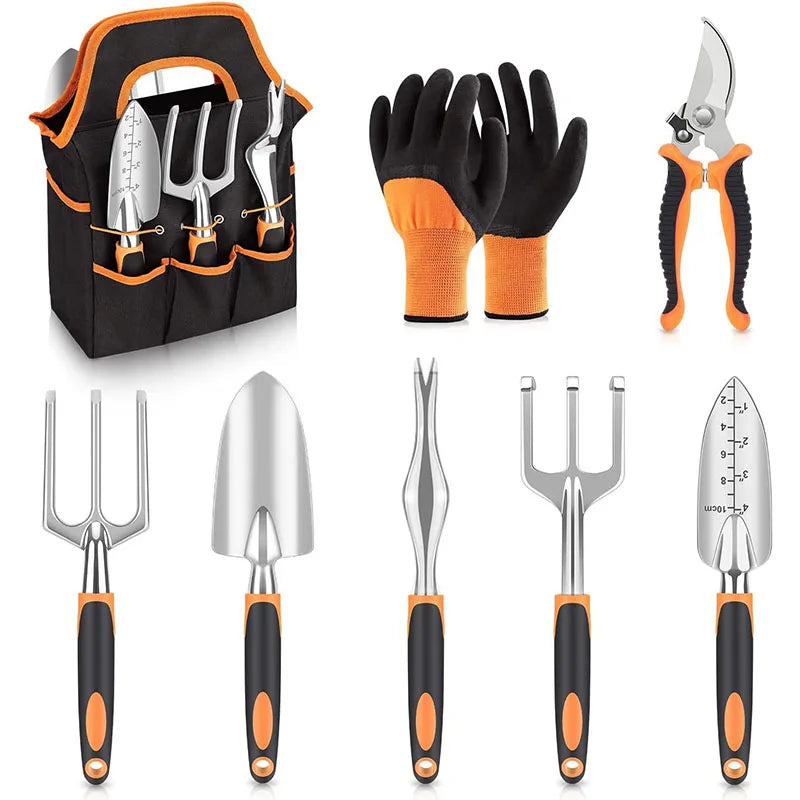 Gardening Tool Set – 8-Piece Heavy-Duty Stainless Steel Kit with Organiser Bag