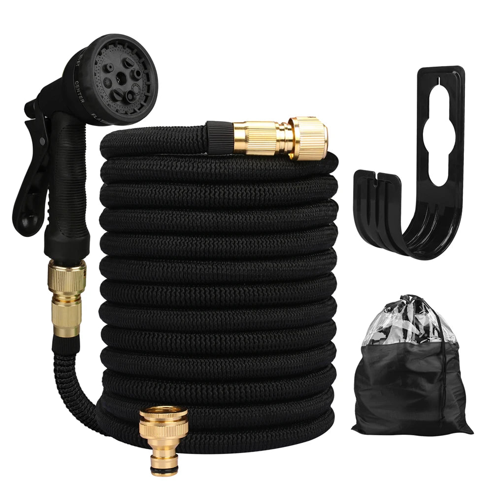 💦 Expandable High-Pressure Garden Hose with Double Metal Connector