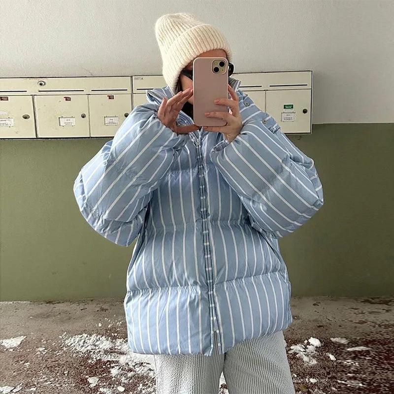 Women’s Striped Hooded Cotton Jacket