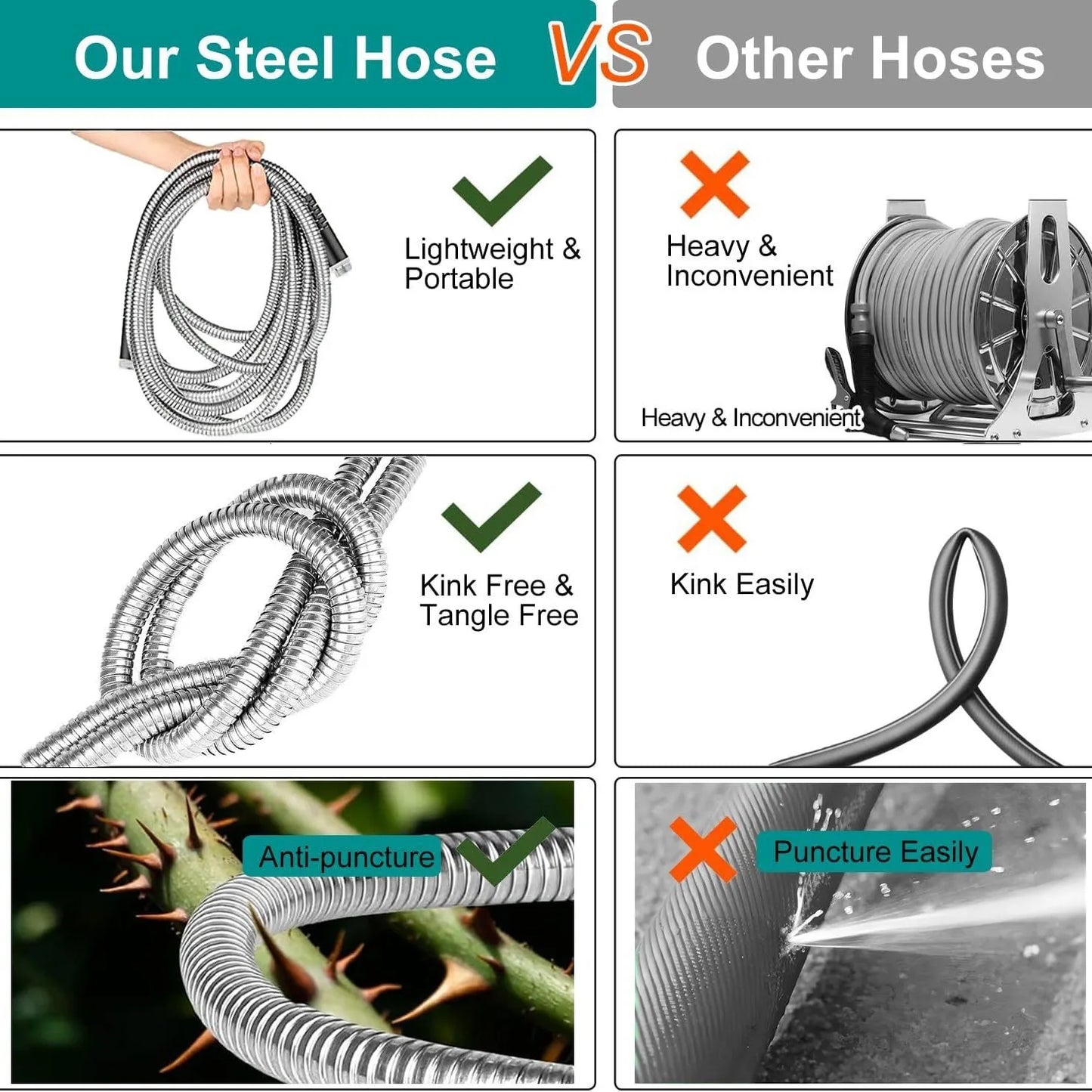 100ft Stainless Steel Garden Hose