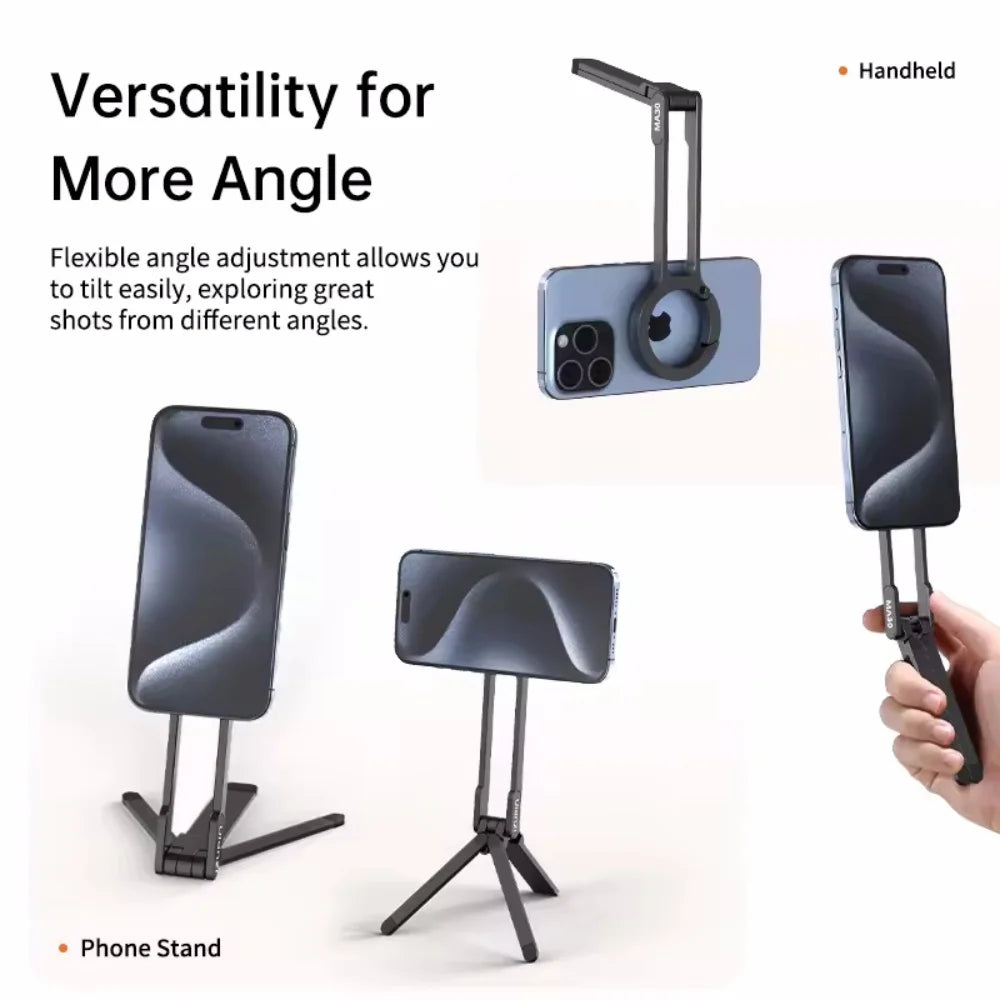 Foldable Magnetic Phone Tripod with Carabiner Mount