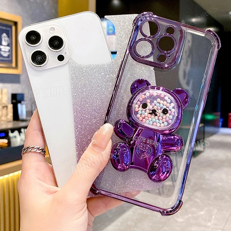 Luxury Gradient Glitter Bear Case with Star