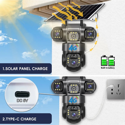Solar 4G Triple-Lens Security Camera 12MP 6K