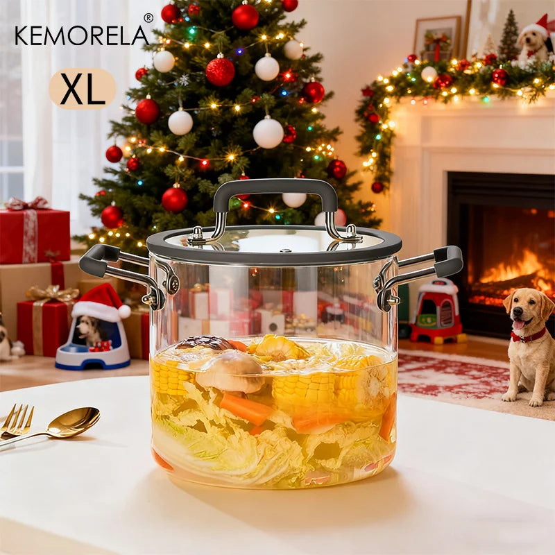 Crystal-Clear Glass Saucepan with Lid