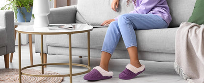 Shevalues Women's Winter Fuzzy House Slippers Non-slip Cozy  Fluffy Knit Slides With Memory Foam Indoor Warm Plush Bedroom Shoes