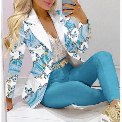 Elegant Two-Piece Blazer and Trouser Set for Women