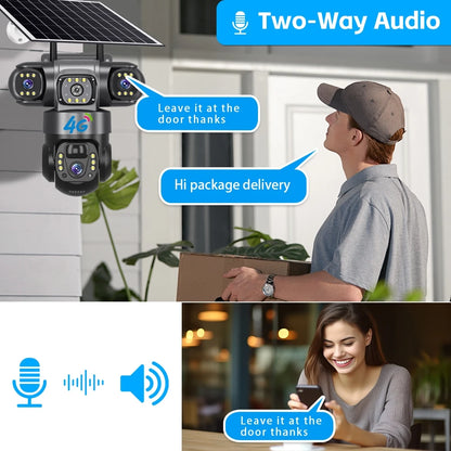Solar 4G Triple-Lens Security Camera 12MP 6K