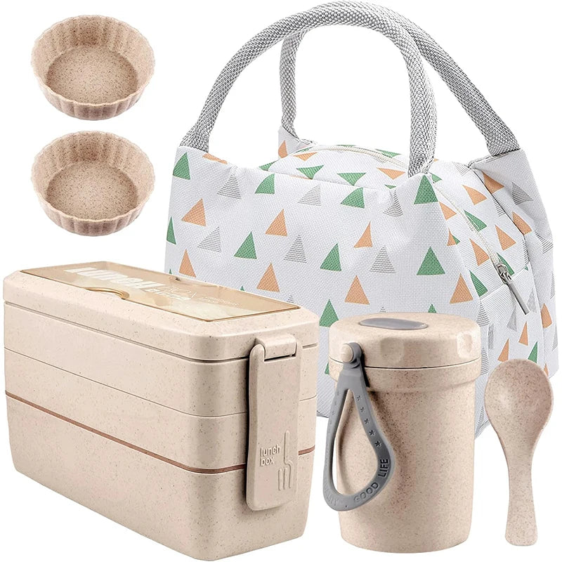 Stackable 3-Compartment Bento Box Set with Insulated Lunch Bag – Your Stylish, Eco-Friendly Meal Companion