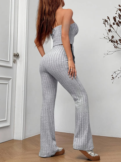 Elegant Ribbed Knit Two-Piece Set
