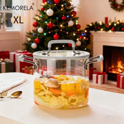Crystal-Clear Glass Saucepan with Lid