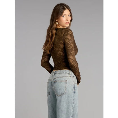 Y2K Midnight Bloom Lace Crop Top