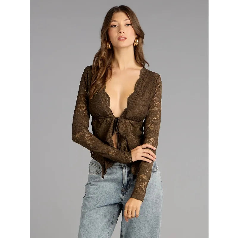 Y2K Midnight Bloom Lace Crop Top