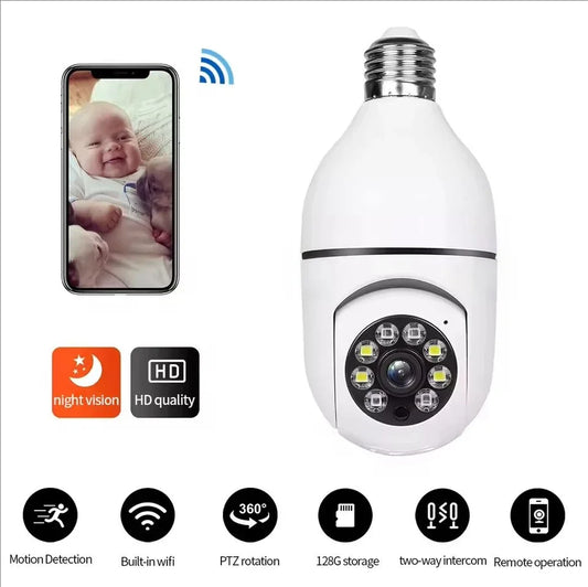 4G WiFi IP Bulb with Camera, E27 socket, and 3MP sensor