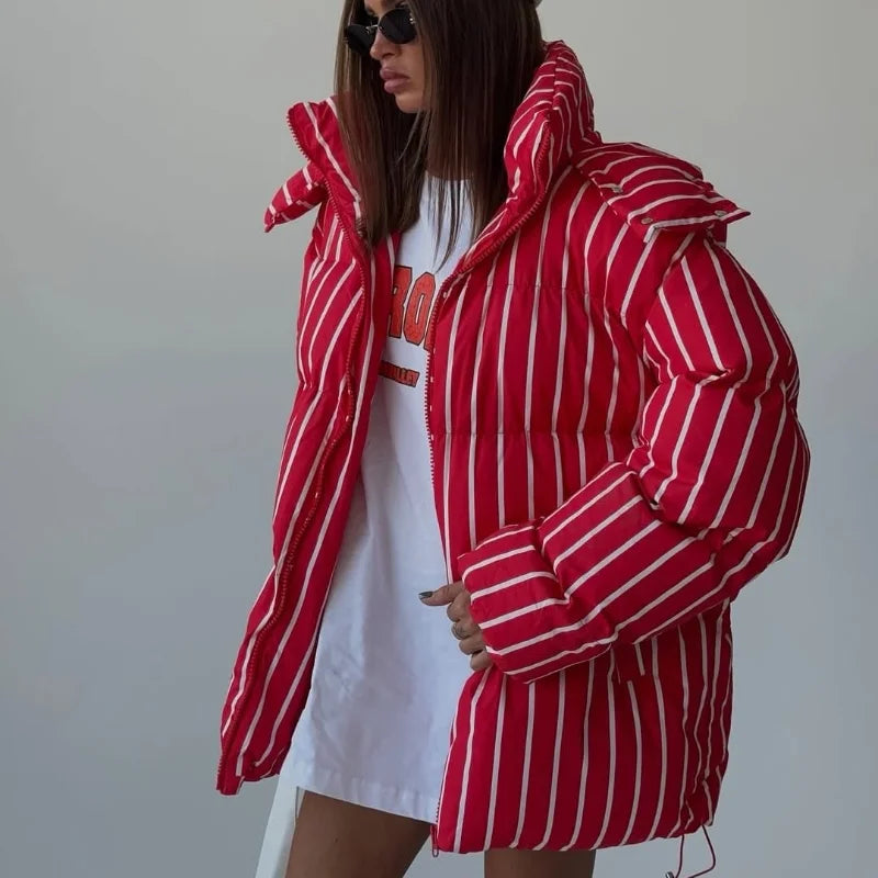Women’s Striped Hooded Cotton Jacket