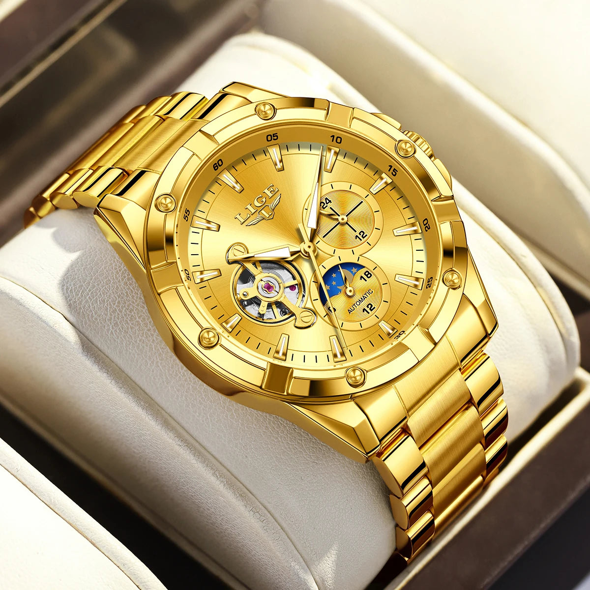 LIGE Luxury Hollow Tourbillon Men’s Watch
