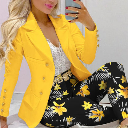 Elegant Two-Piece Blazer and Trouser Set for Women