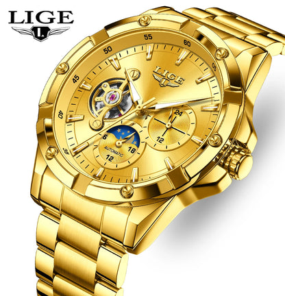 LIGE Luxury Hollow Tourbillon Men’s Watch