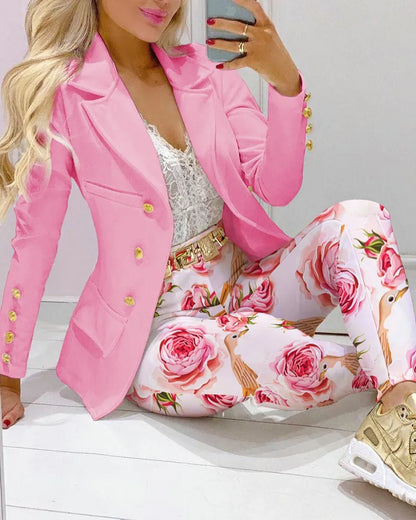 Elegant Two-Piece Blazer and Trouser Set for Women