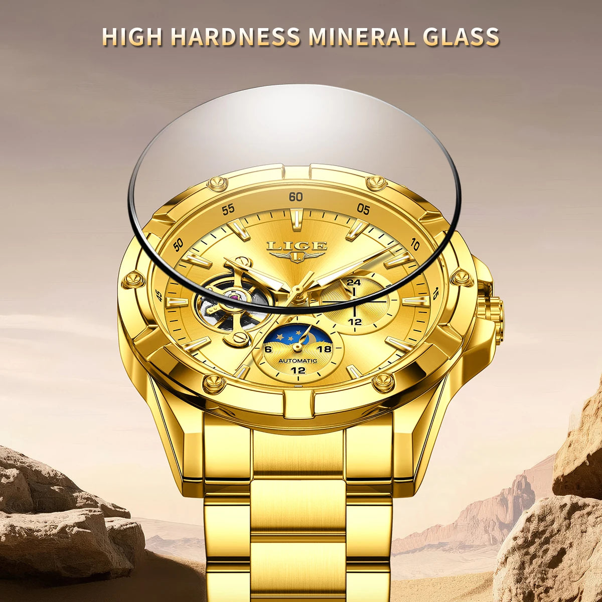 LIGE Luxury Hollow Tourbillon Men’s Watch