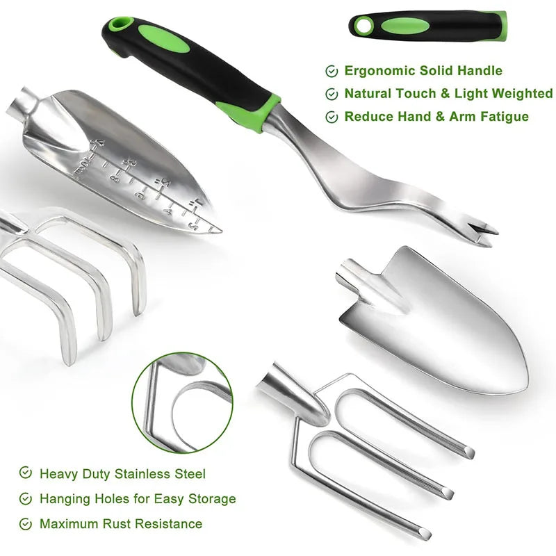Gardening Tool Set – 8-Piece Heavy-Duty Stainless Steel Kit with Organiser Bag