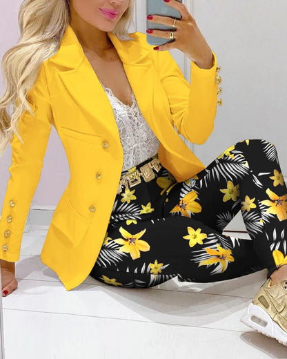Elegant Two-Piece Blazer and Trouser Set for Women