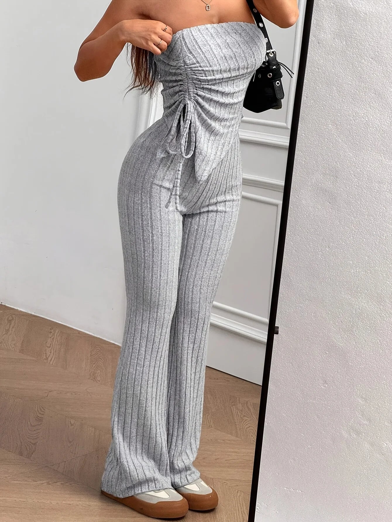 Elegant Ribbed Knit Two-Piece Set