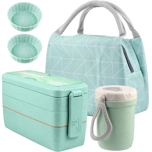 Stackable 3-Compartment Bento Box Set with Insulated Lunch Bag – Your Stylish, Eco-Friendly Meal Companion