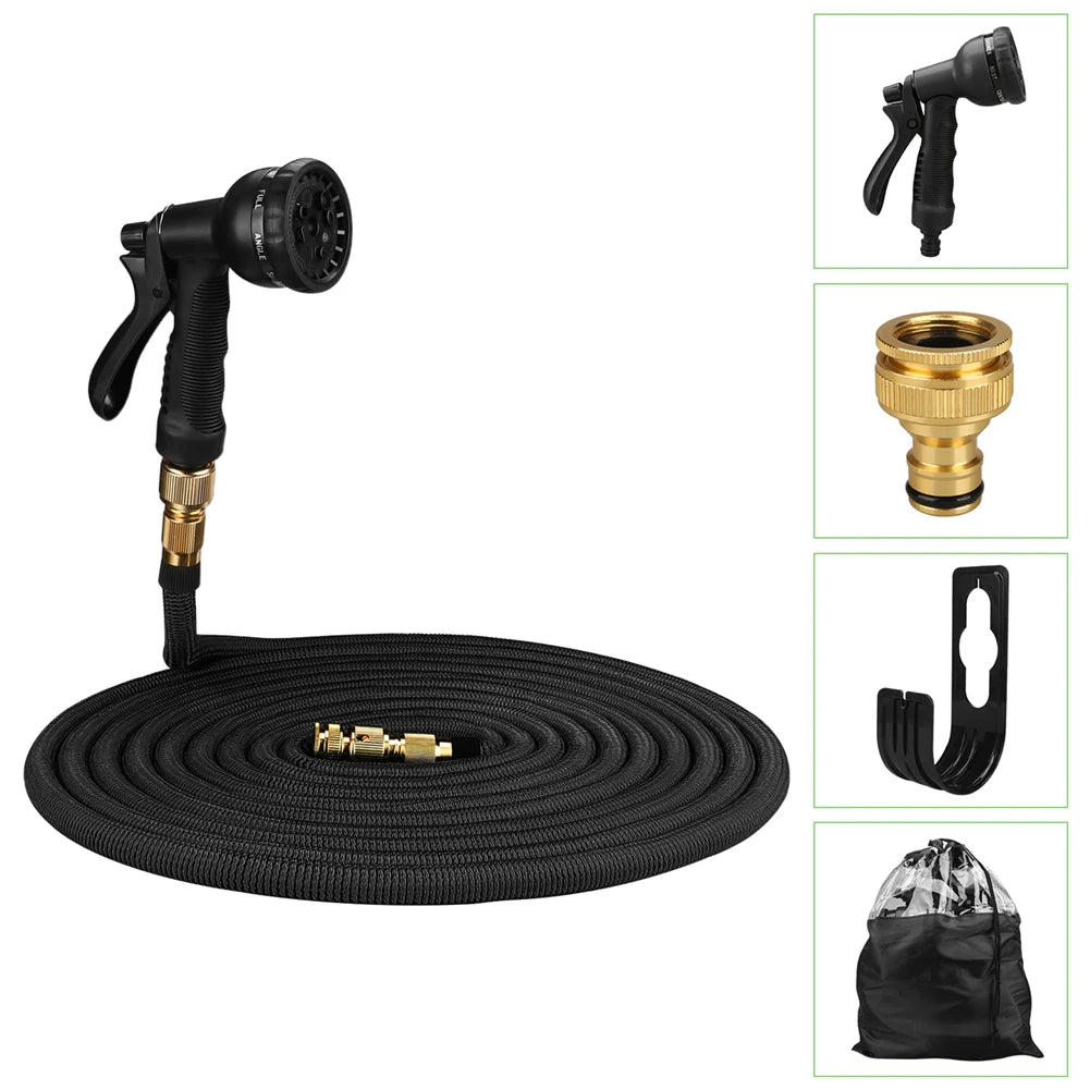💦 Expandable High-Pressure Garden Hose with Double Metal Connector