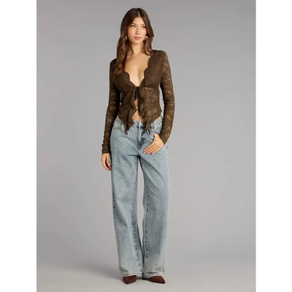Y2K Midnight Bloom Lace Crop Top